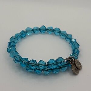 Alex and Ani Beaded Bangle Bracelet Blue and Silver